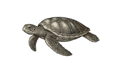 Fototapeta premium Vintage sea turtle design for nature-inspired art and decor