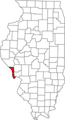 Detailed vector map of Illinois, USA, highlighting Calhoun County. Ideal for data visualization and river region agriculture reports.

