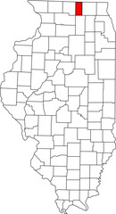 Detailed vector map of Illinois, USA, highlighting Boone County. Ideal for data visualization and regional demographic reports.

