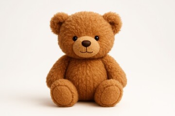 Adorable brown teddy bear plush toy isolated on pure white soft fur friendly smile and cuddly charm perfect for ecommerce catalogs nursery art and gift promotions