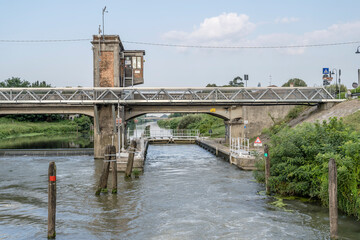 lock on Piovene canal, Padova, Italy