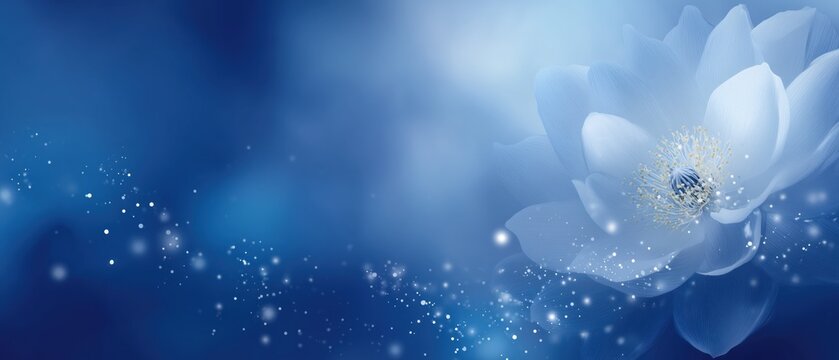 Serene Blue Lotus with Sparkling Particles - Ideal for Meditation Apps, Wellness Websites, and Calming Digital Designs