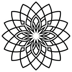 Obraz premium Intricate black and white mandala design with geometric floral elements, , ideal for creative projects and artistic expression