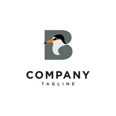 Letter B Sternula Albifrons Logo Icon Vector