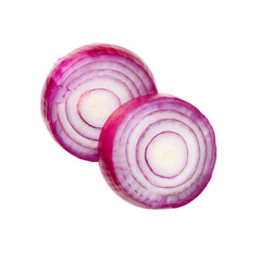 Freshly Cut Red Onion Halves Showcasing Layered Rings and Vibrant Color for Culinary Use and Food Preparation
