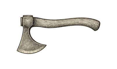 Viking axe engraving illustration for historical design and norse culture projects