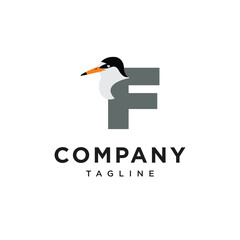 Letter F Sternula Albifrons Logo Icon Vector
