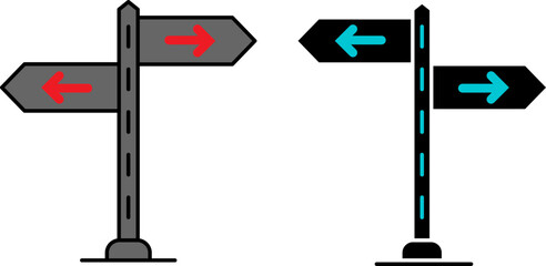 Directional signposts showing opposite choices