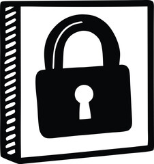 Doodle style padlock icon symbolizing security privacy and protection concept art