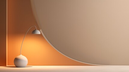 Minimalist Modern Table Lamp with Rounded Base and Curved Shade in Warm Neutral Tones