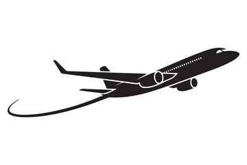 Airplane silhouette vector illustration on white background
