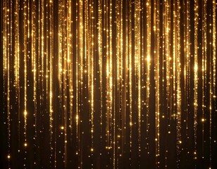 Golden glitter streaks cascade down a dark background