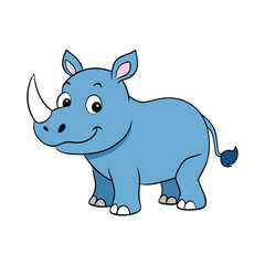 Naklejka premium Cute blue rhinoceros cartoon vector illustration scalable icon for wildlife design Vector