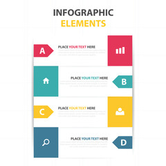 Colorful infographic elements with icons and text boxes for presentations and data visualization