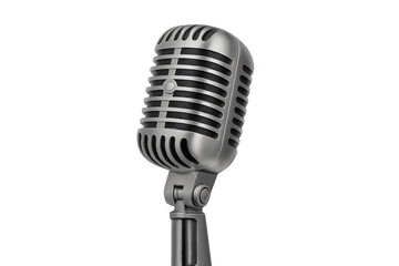 Vintage silver microphone on transparent background