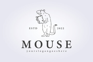 Mouse Vintage Logo  Animal Emblem
