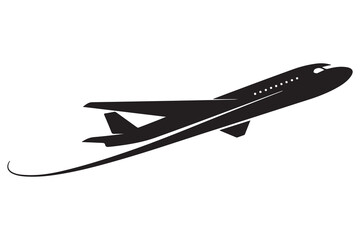 Airplane silhouette vector illustration on white background
