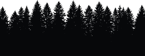 Silhouetted evergreen forest landscape vector art vector