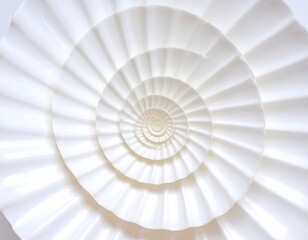 Abstract spiral of pleated white