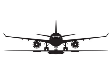 Airplane silhouette vector illustration on white background
