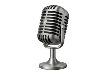 Vintage microphone on stand broadcasting retro sound