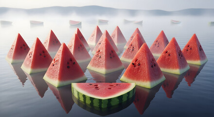 water melon on a blue background