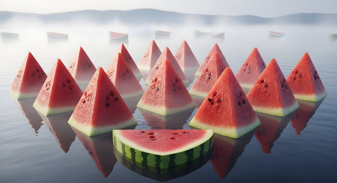 water melon on a blue background