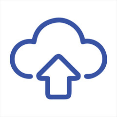 Blue Cloud Upload Icon – Minimal Symbol for Cloud Storage, Data Transfer, and Digital Backup