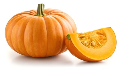 Obraz premium Bright Studio Photograph of a Pumpkin with Slice
