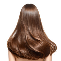 Fototapeta premium Smooth and Glossy Hair with Natural Shine, Captivating Long Locks Flowing Elegantly from a Beautiful Woman's Head