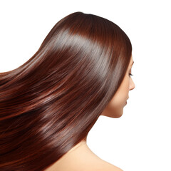 Fototapeta premium Silky Smooth Long Brown Hair Flowing Gently in the Breeze with a Soft Light Reflection on the Strands