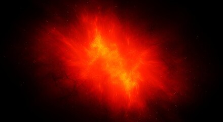 Dynamic fiery explosion erupts with glowing embers against a dark, smoky background creating intense energy and power visuals