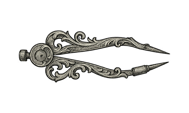 Elegant vintage compass engraving: intricate design for art projects and historical studies