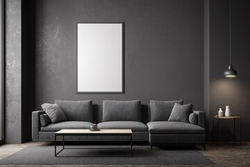 Dark modern living room interior