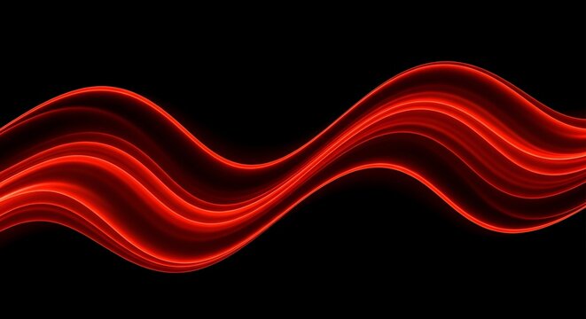 Vibrant red energy waves flow dynamically across a stark black background, creating a sense of power and motion for modern design.