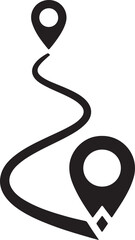 Route Map Pin GPS Navigation Icon and Travel Direction Vector