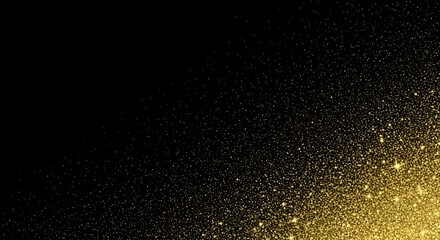 Fototapeta premium Elegant golden glitter explosion on black, perfect for adding a touch of luxury and sparkle to your next design project or event invitation