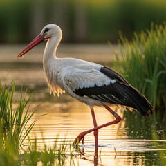 Fototapeta premium stork in the grass