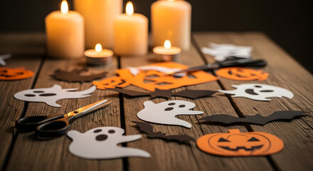 Creative Halloween Fun Spooky season crafts for kids making paper garlands and decorations at a festive workshop party