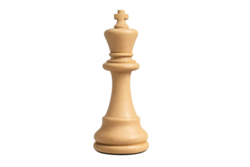 White wooden chess king piece isolated on transparent background