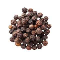 Obraz premium Close-Up of Whole Black Peppercorns Piled Together on a White Background for Culinary and Spice Photography