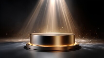 Spotlight shines on an elegant platform awaiting the next grand moment at a dramatic venue