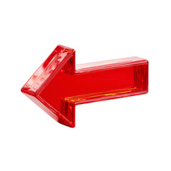 Bright Red Acrylic Arrow Pointing Left for Directional Guidance in Design, Art, or Advertising Applications