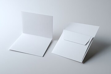 Two blank white folded cards and envelopes