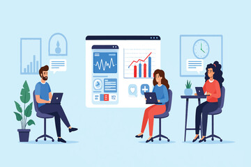 Data Analysis and Business Intelligence Team Collaboration in a Modern Office Environment