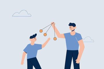 business owner uses a clock to hypnotize his employees.