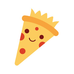 Cute Pizza Slice Cartoon Character with Smiling Face and Pepperoni Toppings. Pizza cartoon character