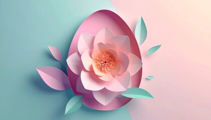 Fototapeta premium Creative composition with paper flower, leaves.