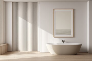 Fototapeta premium Modern, minimalist bathroom interior, sunlit