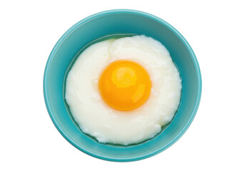 Isolated Sunny-Side Up Egg in a Teal Bowl Ready for Breakfast or Brunch Meal Recipe